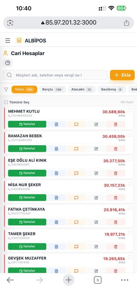Müşteri & Tedarikçi