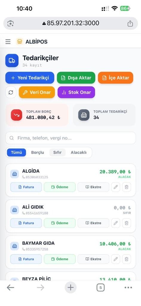 Tedarikçiler